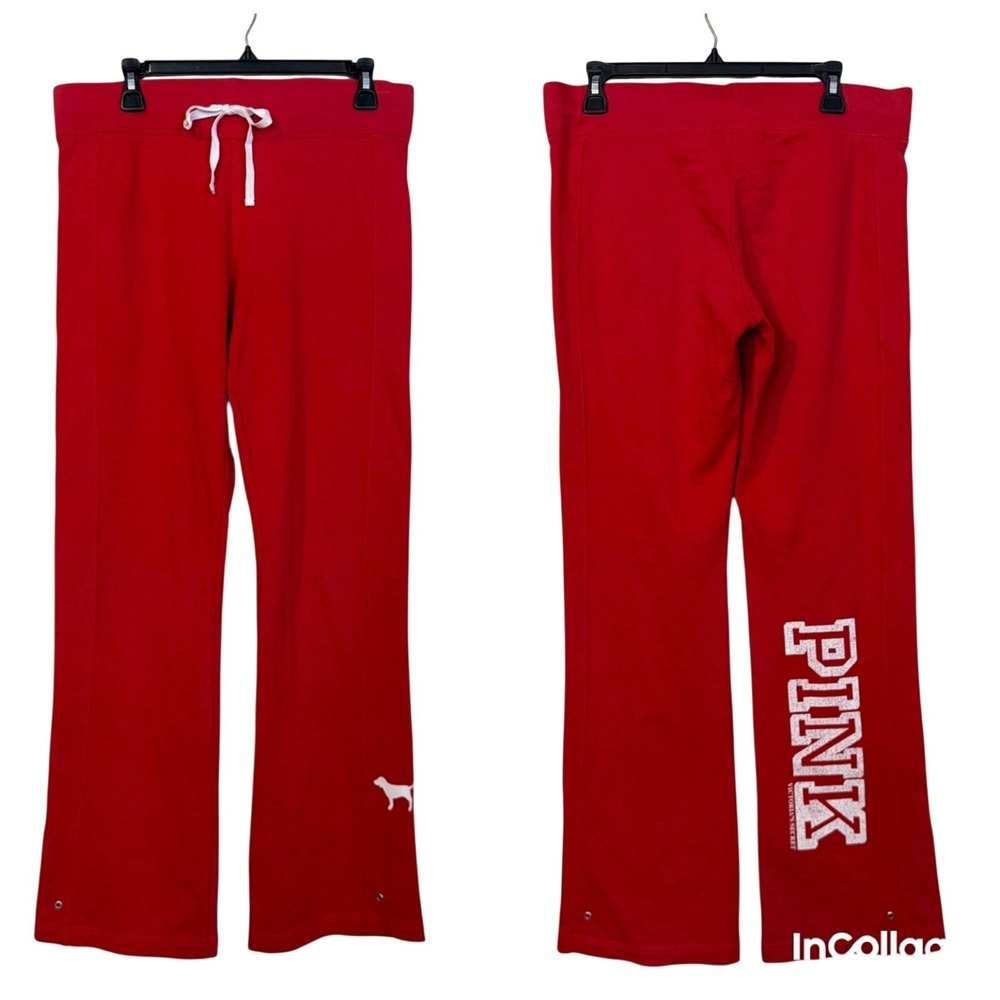 Y2K 2006 PINK Victoria's Secret My Favorite Sweats Sz XL Red Straight Flare Leg
